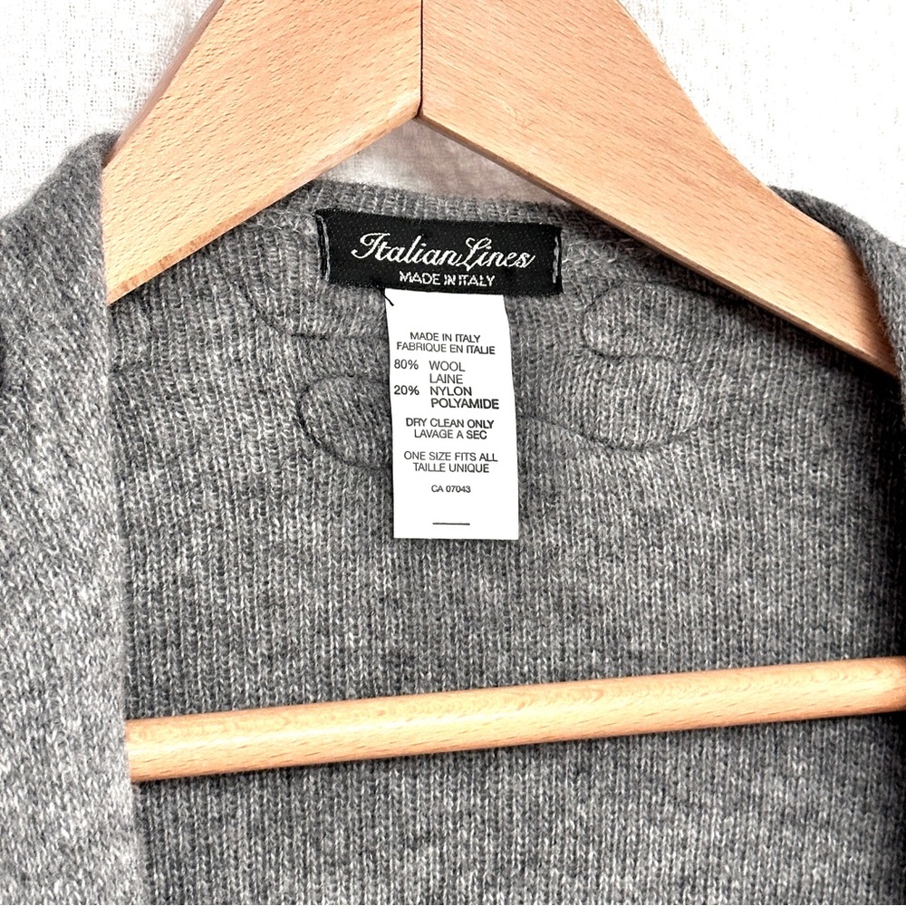 Chic Wool Italian made Gray Women's Poncho with Embroidery - Picture 4 of 12